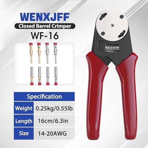 Deutsch Closed Barrel Crimper, Solid Barrel Contact & Circular Connector Contacts Crimping Tool (AWG 14-20) 4 Way Indent, 8 Impression Type£¬DT Connector Removal Tool,0411-310-1605 Blue Push Wire Tool