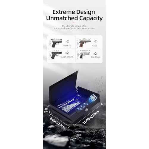 Biometric Gun Safe with 3 Unlock Ways - ¡Â0.1s Fast Fingerprint Access, Voice Prompt Function, Secure Steel Lockbox, Fits Handguns & Revolvers, Perfect for Living Room, Bedroom Storage & In-Car Use