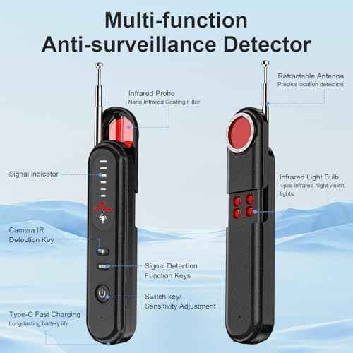 Aleanu Hidden Camera Detector, 2025 Hidden Bug and Device GPS Detector for Trave, Hotels, Home, Office, 6 Levels Sensitivity