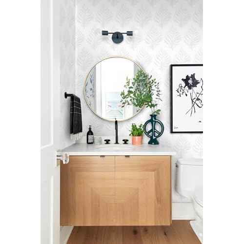 GloryTik Peel and Stick Wallpaper Boho White/Grey Floral Contact Paper Modern Removable Self Adhesive Wall Paper Leaf Waterproof Wallpaper for Cabinets Bedroom Vinyl Rolls (17.3" x 78.7")
