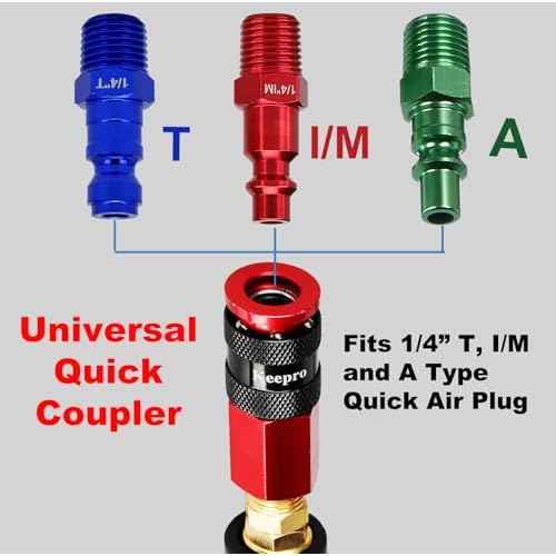 Keepro Rubber Air Hose, Durable Air Compressor Hose 3/8 Inch ID By 25 Feet Long with Swivel Universal Aluminium Quick Coupler and Plug, 300 PSI Maximum Pressure, Red