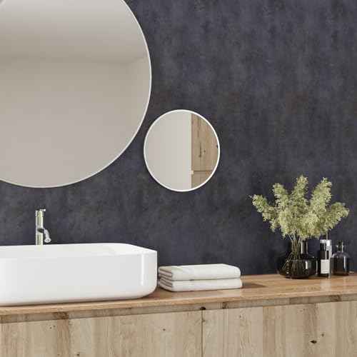 CRE8TIVE Denim Blue Grey Concrete Peel and Stick Wallpaper for Bedroom Bathroom 12"x80" Faux Cement Wallpaper Removable Self Adhesive Industrial Concrete Contact Paper for Cabinets Countertops Walls