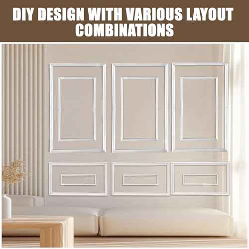 3 Set Peel and Stick Wall Molding Kit - Inner and Outer Layers Style Accent Wall Molding, Ready-to-Assemble Pre Made Wainscoting Wall Panel for Home D?cor (Premium Textured Finish)