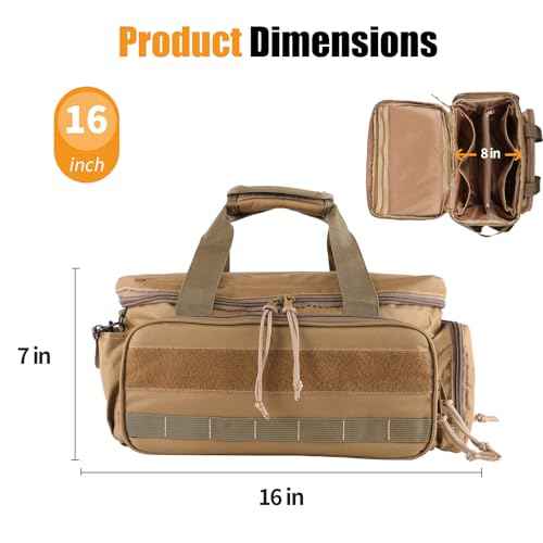 16-Inch Tool Bag with 16 Packets,Tools Bag for Men with Anti-friction Bottom,Tactical Range Bag,Electrician Tool Bag Organizer,Mechanics Tool Storage Bag for Repairman,Carpenters,Handyman,Khaki