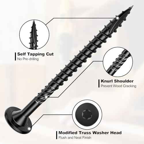 #14 Heavy-Duty Wood Screws, Star Drive Deck Screws, Rust Resistant Timber Screws for Timber/Log/Landscaping Wood (10 Inch,50Pcs,Black)