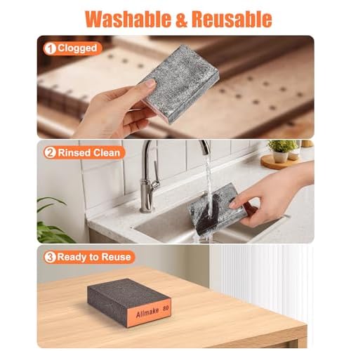10 Pack Sanding Sponge, Washable and Reusable Sanding Block, 60 80 120 180 220 Grit Wet Dry Sandpaper Block for Wood, Drywall Sanding Block for Wood Furniture Crafts Metal Polishing Sand Paper Block