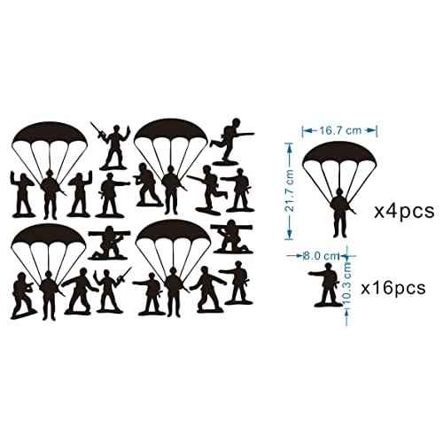 Home Interior Kids Room Armyman Soldiers Paratroopers DIY Wall Decor Stickers Parachute Wall Decal for Teens Bedroom Living Room Decor Poster AFN104 (Army Green)