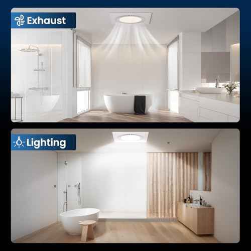 Hon&Guan Bathroom Exhaust Fan with Light, Upgraded Quiet Square Bathroom Vent Fan with Adjustable LED Light 3000K/4500K/6500K, 110 CFM, 1.0 Sones, Exhaust Fan with Light for Home Bath Hotel