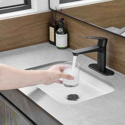 Black Bathroom Faucet Single Hole Single Handle 304 Stainless Steel Modern Sink Commercial RV Faucet with Pop-Up Waste for 1 or 3 Hole 4 Inch Vanity Bathroom Sinks