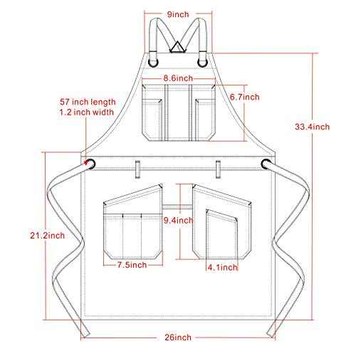 Jeanerlor - Washing Style Work Hairdresser Apron with Pockets for Women and Men