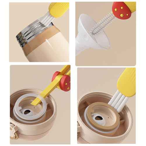 3 in 1 Cup Lid Cleaning Brush,Multifunctional Crevice Portable Cup Lid Cleaning Brush 3Pcs for Bottle Gap Tight Spaces Cup Gift (Mushroom, one Size)
