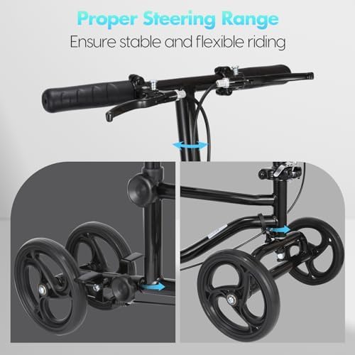 Knee Scooter,Economical Foldable Steerable Knee Walker,for Adults Foot Surgery,Injured Ankle Recovery Scoote(Yellow-Shock-Absorbing Design)