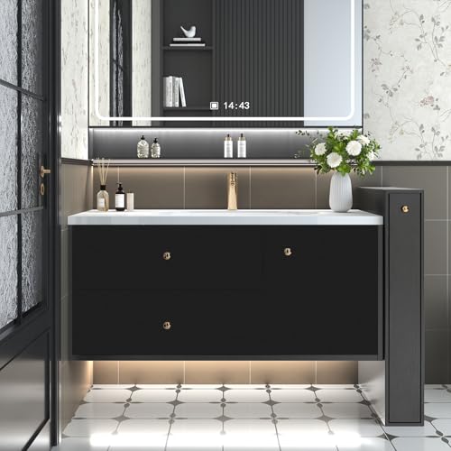 Abyssaly Black Wallpaper Black Peel and Stick Wallpaper, Matte Contact Paper Self-Adhesive and Removable Vinyl Wall Paper for Cabinets Countertops Wall Covering 17.7" X 118"