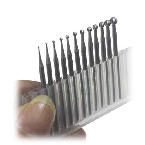 Luo ke 12 Pcs Round Shape Ball Burr Set - 3/32'' Shank Jewelry Making Burs Round Ball Shape Engraving Bits for Lapidary (008-040)