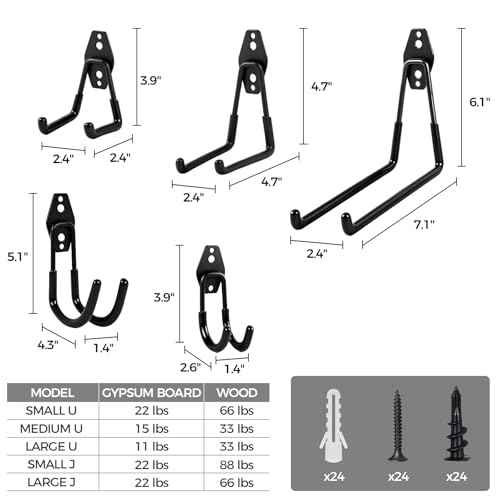 Garage Hooks Heavy Duty - 16 Pack Garage Storage Hooks Anti-Slip Coating Wall Mount Hook for Hanging Ladders Bikes Garden Tools Hose