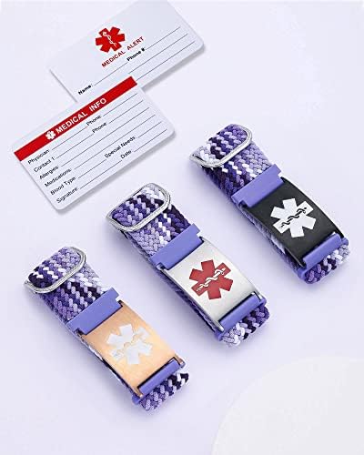 Personalized Sport Medical Alert Bracelets for Women Men - Custom Medical ID Bracelets with Free Engraving - Hook and Loop/Elastic/Stainless Steel/Silicone Watch Wristband Emergency Bracelet