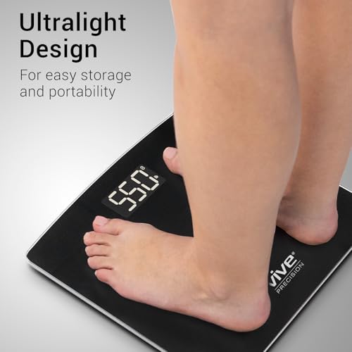 Vive Smart Body Weight Scale (500lbs Capacity) - Heavy Duty Bariatric Digital Scale for BMI - Plus Size, Large Display - Bathroom Device for Health Extra Wide Base & Smartphone Connectivity