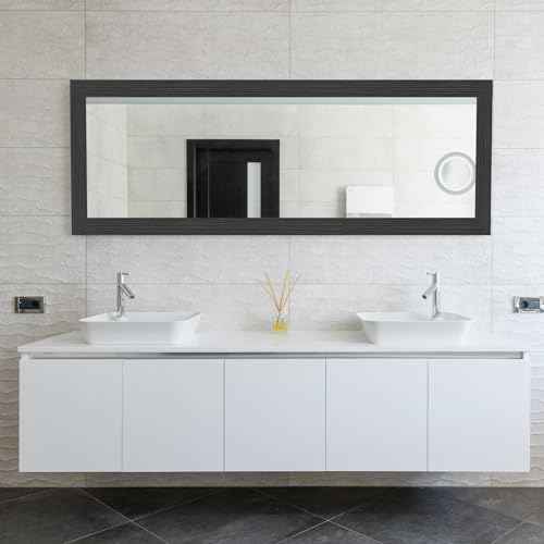 LONGKING 32ft x 4.2in Black Mirror Tape Border, Peel and Stick Mirror Border for Bathroom, Waterproof PVC Wallpaper, 393x4.2 in