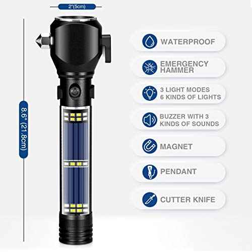 Delxo 2 Pack Tactical Flashlight, Rechargeable Flashlights,Waterproof Handheld Solar Powered Patriot Flashlights with LED Flash Light 2400mAh Battery for Emergency,Camping,Survival Gear,Road Trip