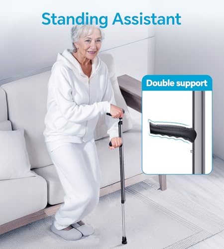 Adjustable Aluminum Walking Cane & Underarm Crutches with Pads and Handgrips, for Adults 150-190cm Tall