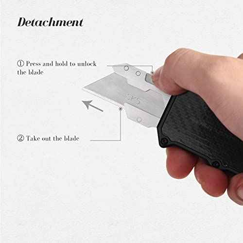 Utility Knife Box Cutter, Pocket Knife, Change Blade Razor Knife, Aluminum Alloy Shell, 5 Extra Blades
