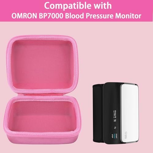 co2CREA Hard Case Replacement for OMRON Evolv Bluetooth Wireless Upper Arm Blood Pressure Monitor BP7000 HEM-7600T-BK (Pink Case)