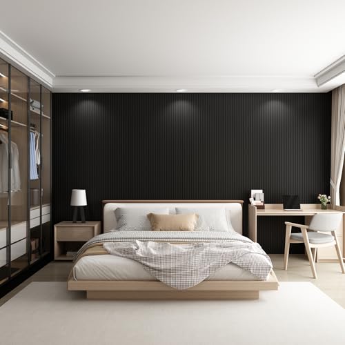 8-Pack WPC Wall Panels Sample, 3D Slat Wall Panel Acoustic Wall Paneling for Interior Wall Decor TV Background Kitchen Bedroom