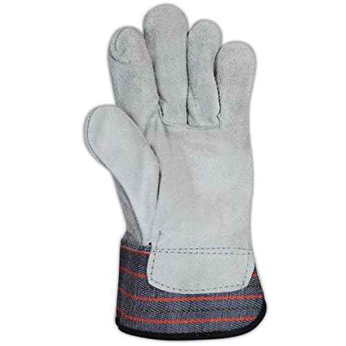 MAGID DuraMaster TB725E Gunn-Cut Leather Palm Glove with Safety Cuff, 12 Pairs