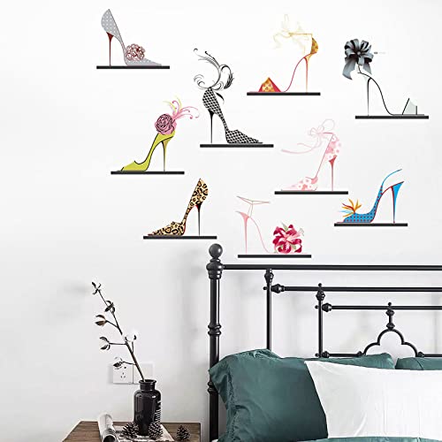 Maydahui Fashion Colorful High Heels Shoes Wall Decal Modern Women Flower Shoes Heels Wall Stickers (32 x 30 Inch) for Shoe Wardrobe Girls Bedroom Living Room