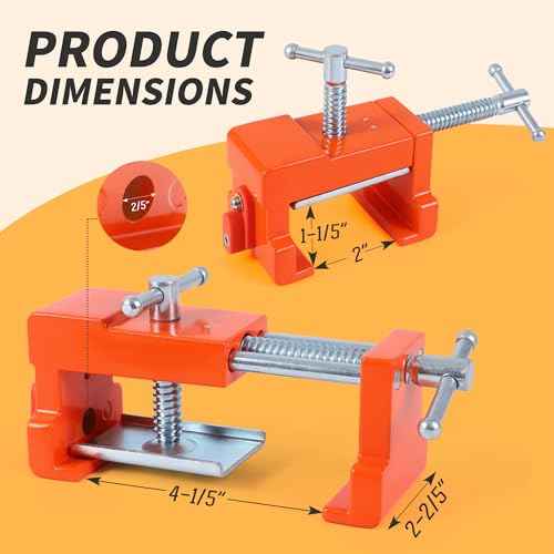 2 Pack Cabinet Clamps with Protective Case & Drill Bit - Heavy Duty Face Frame Clamps for Woodworking, Cabinetry, DIY - Orange Alignment Claw Clamp (Includes Extended Drill Bit)