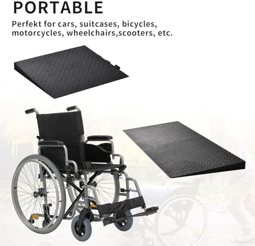 2.0" Rise Rubber Threshold Ramp for Doorways,Non-Slip Surface for Wheelchair Scooter Stroller,1500 LBS Capacity,Cuttable and Adjustable Size