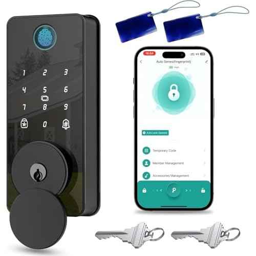 Keyless Entry Door Lock, Fingerprint Door Lock, Smart Door Lock with Keypad, Auto & One Touch Lock | Smart Locks for Front Door | Easy Installation | Exact Fingerprint | App Control | 12-Month Battery