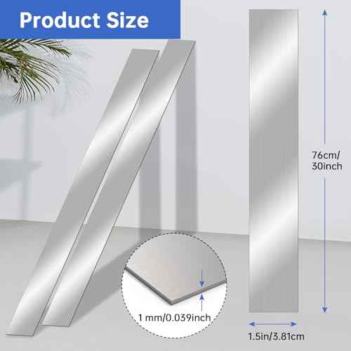 2 Pcs 304 Stainless Steel Sheet Metal Gap Filler Trim Strip (30"x 1.5"x 0.04" Thickness)£¬Brushed Metal Finishing Sheet for Home Kitchen Tools
