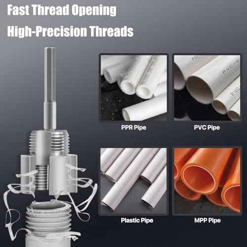2PCS PVC Pipe Threader Tool Set, 1/2" & 3/4" Internal & External Thread Cutter | Heavy-Duty Alloy Steel, Drill-Compatible PVC Pipe Tool for Plumbing & DIY