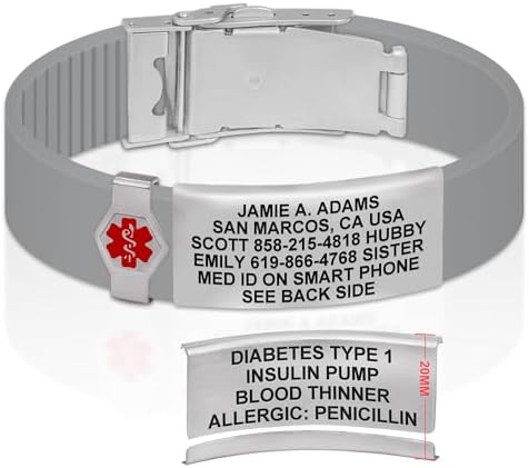 Divoti Custom Engraved Medical Alert ID Bracelet – Dual-Sided Laser Etching, Silicone Wristband, Stainless Steel Security Clasp – Adjustable & Trim-to-Fit – Emergency Medical Info Band for Men & Women