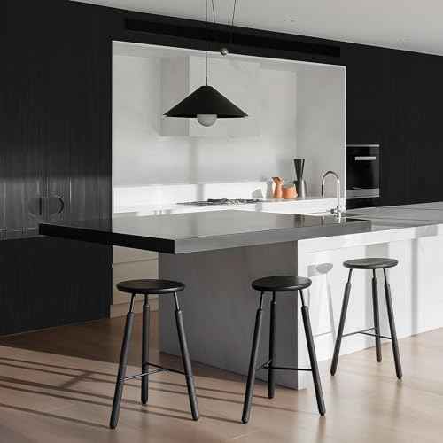 Black Wallpaper Wood Grain Contact Paper Peel and Stick Wall Paper Waterproof Self Adhesive Thickened Vinyl Wrap for Countertops Cabinets Desk Decorative Film Easy to Clean 15.7" x 118"