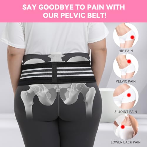 Sacroiliac SI Joint Hip Belt for Women Men-Alleviate Sciatica|Pelvic|Back|Lower Back Support, Pelvic Support Belt, Adjustable Lumbar Pain Relief,Black, S(Hip Size 26"- 31")