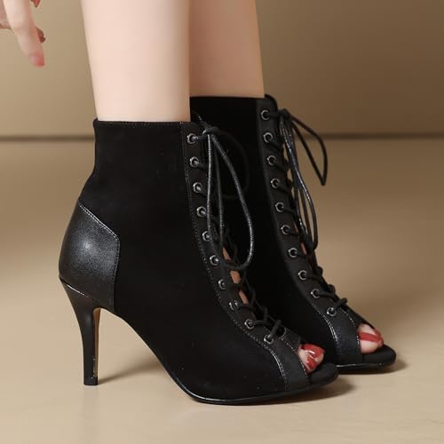 Women's Peep Toe Dance Stilettos High Heels,Sandals Fashion Sexy Lace Up Ladies Dress Pumps Ankle Booties