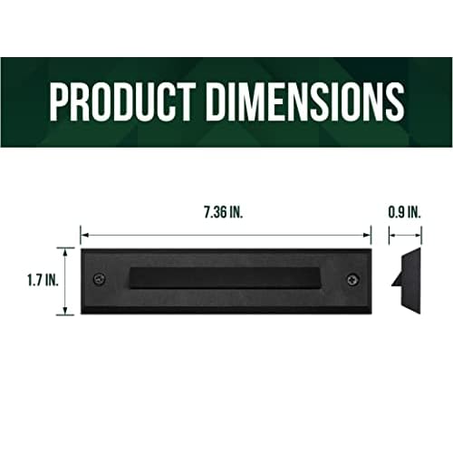 GKOLED 6 Pack LED Low Voltage Linear Step Lights, Landscape Cutoff Stair Riser Light, 2W 9-15V AC/DC 3000K Outdoor Waterproof Accent Lighting Fixtures, Die-cast Aluminum, Black Powder Coated Finish