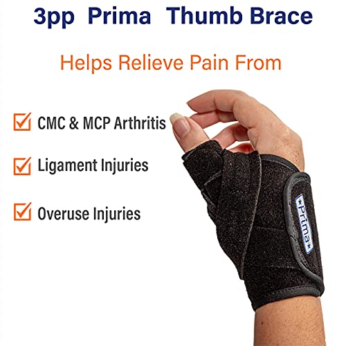 3pp Prima Thumb Brace, Adjustable Brace for CMC Thumb Arthritis and Other Injuries, Left Hand, Size Small