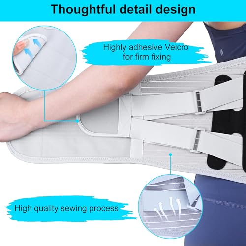 Back Brace for Lower Back Pain Women Men, Adjustable Lumbar Support Brace with Bionic Support System, Breathable Lower Back Brace for Work and Daily Use (Gray, X-Large)