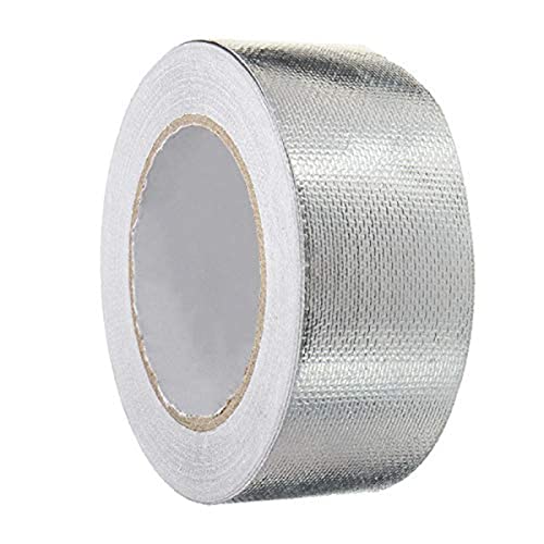 2" Fiber-Glass Cloth Tape Roll, 2 inches x 65 Yards Self-Adhesive Silver Duct Heat Reflective Tape, Insulation Resistant High Temperature HVAC Tape, Metal Repair, Patching Hot Cold Air