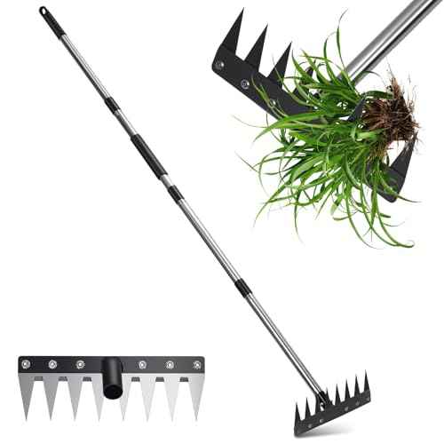 Stainless Steel Weeding Tool withSaw Blade - 4-Section Detachable Handlefor Effortless Gardening, YardWork & Weed Removal