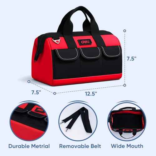 3 Pack Tool Bag for Men with Waterproof Hard Bottom, Heavy Duty Tool Bag Wide Mouth Tote for Various Instrument, Electrician Carpenter Mechanic