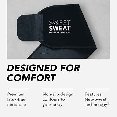 Sports Research Sweet Sweat Waist Trimmer (Core Series) - Premium Sweat Enhancing Fitness Band for Women & Men