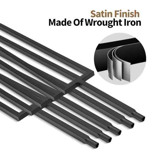 10 Pcs Wrought Iron Balusters 44 Inches Iron Balusters for Staircase Hollow Stair Spindles 1/2" Balusters for Staircase Interior Satin Black Metal Deck Balusters