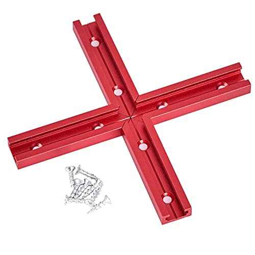 T Track 3" Intersection Kit with Wood Screws-Double Cut Profile Universal T-Track with Predrilled Mounting Holes - Woodworking-Fine Sandblast Anodized-Red Color-4PK