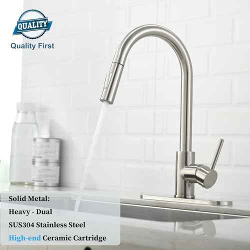 Havin Brushed Nickel Kitchen Faucet with Pull Down Sprayer, High Arc Stainless Steel Material, with cUPC Ceramic Cartridge,Fit for 1 or 3 Holes Kitchen Sink or Laundry Sink or bar Sink Faucet