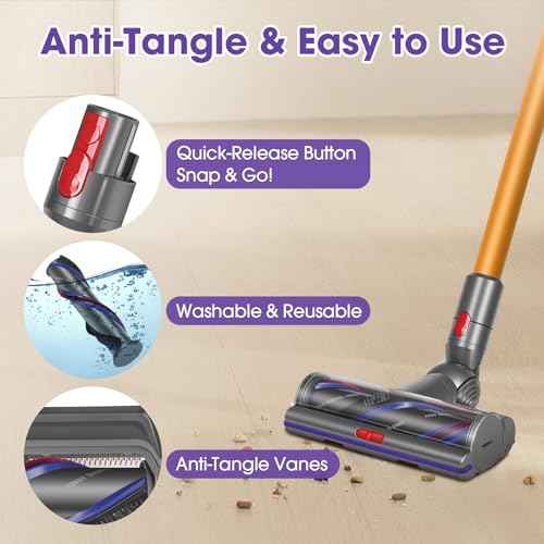 V11 V15 High Torque Brush Head Replacement Compatible with Dyson V7 V8 V10 V11 V15 Vacuum Cleaner, Suction Control Anti-Tangle Deep Clean for Carpets & Hard Floor