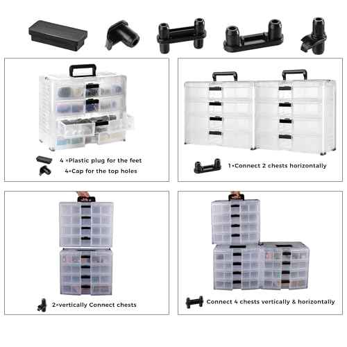 Screw Organizer Small Parts Cabinet Chest, 16-Drawer Hardware Electronics Nuts Bolts Storage Drawers Organization Toolbox Garage Craft Teacher Beads Scrapbook Art Hobby (Black)